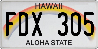 HI license plate FDX305