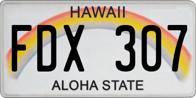 HI license plate FDX307