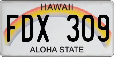 HI license plate FDX309
