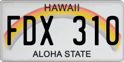 HI license plate FDX310