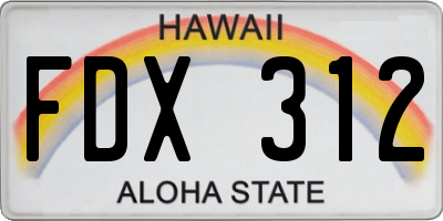 HI license plate FDX312