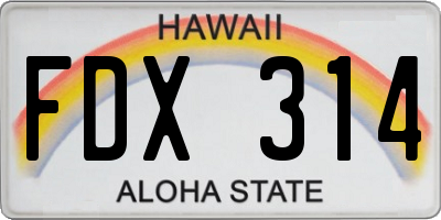 HI license plate FDX314