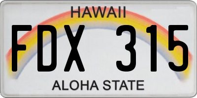 HI license plate FDX315
