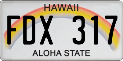 HI license plate FDX317