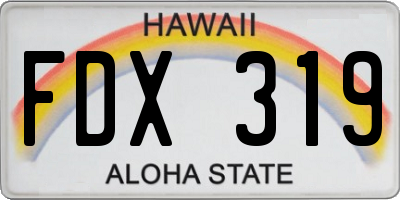 HI license plate FDX319