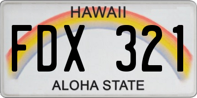 HI license plate FDX321