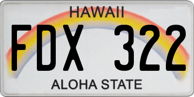 HI license plate FDX322