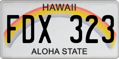 HI license plate FDX323