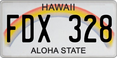 HI license plate FDX328