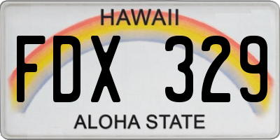 HI license plate FDX329