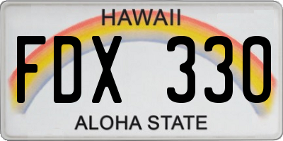 HI license plate FDX330