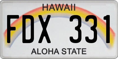 HI license plate FDX331