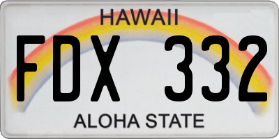 HI license plate FDX332