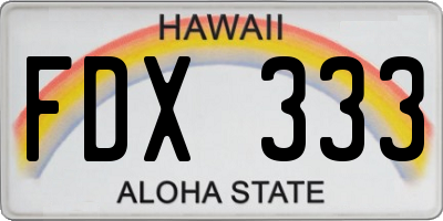 HI license plate FDX333