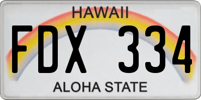 HI license plate FDX334