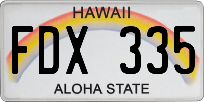 HI license plate FDX335