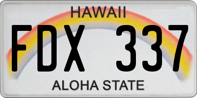 HI license plate FDX337