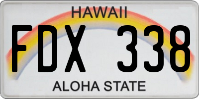 HI license plate FDX338