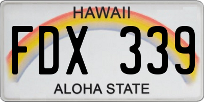 HI license plate FDX339