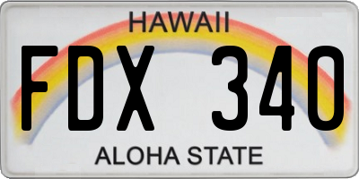 HI license plate FDX340