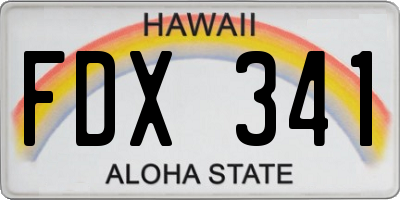 HI license plate FDX341