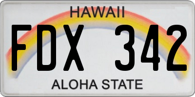 HI license plate FDX342