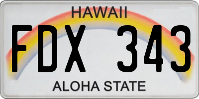 HI license plate FDX343