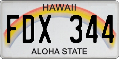 HI license plate FDX344