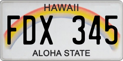 HI license plate FDX345