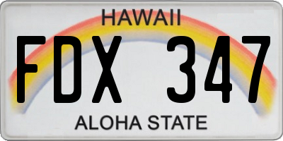 HI license plate FDX347
