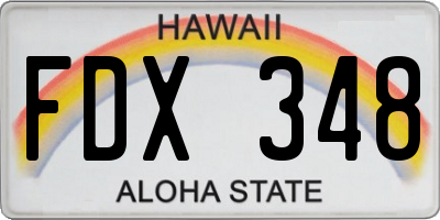 HI license plate FDX348