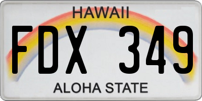 HI license plate FDX349