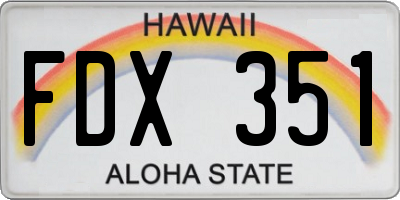 HI license plate FDX351