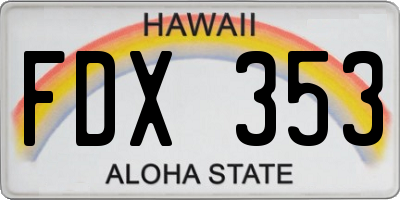 HI license plate FDX353