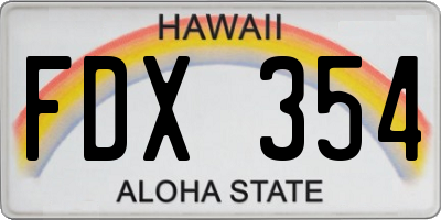 HI license plate FDX354