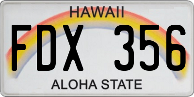 HI license plate FDX356