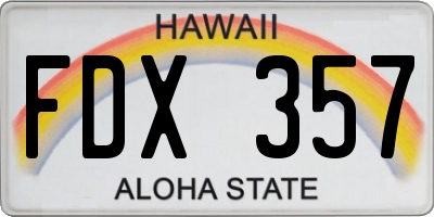 HI license plate FDX357