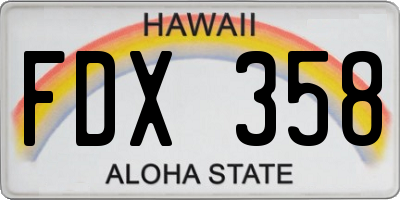 HI license plate FDX358