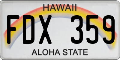 HI license plate FDX359