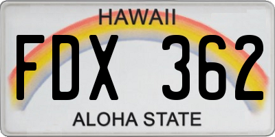 HI license plate FDX362