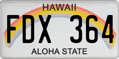 HI license plate FDX364