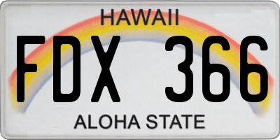 HI license plate FDX366