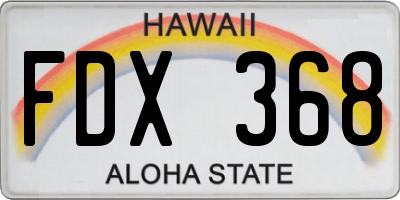 HI license plate FDX368