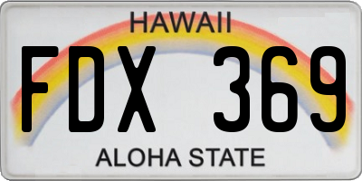 HI license plate FDX369
