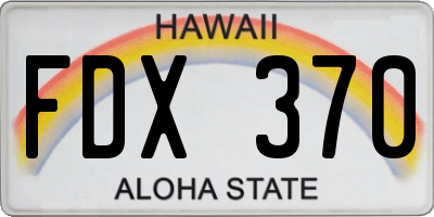 HI license plate FDX370