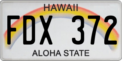 HI license plate FDX372