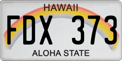 HI license plate FDX373