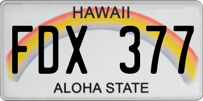 HI license plate FDX377