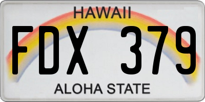 HI license plate FDX379