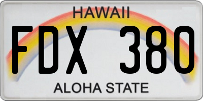 HI license plate FDX380